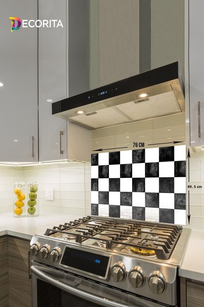 Glass Stove Back Protector |   Checkered Pattern |   49.5cm X 76cm