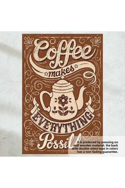 Vintage Coffee Time Love Home Kitchen Cafe Decoration Painting Retro Wood Poster