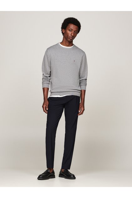 Men's Brand Logo Organic Cotton Casual Gray Sweater Mw0Mw14748 P4A