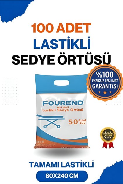 100 Adet Tek Kullanımlık Yeni Nesil Lastikli Beyaz Sedye Örtüsü