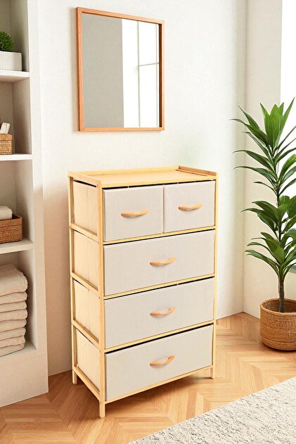 Digithome Bambu 5 Çekmeceli Dolap Organizer Çok Amaçlı Düzenleyici