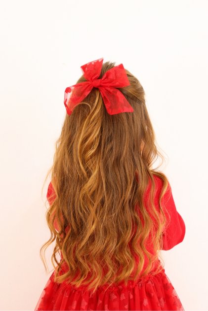Red Glitter Star Tulle Girl's Clip Buckle