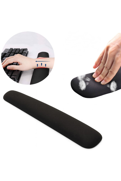 Bilek Destekli Klavye Pad Kaymaz Klavye Ped Keyboard Pedi Siyah Klavye Pedi Klavye Desteği (1 Adet)