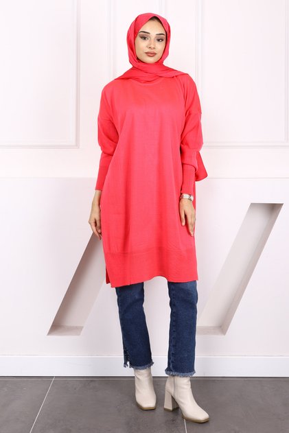 Φούξια Crew Neck Mercerized Casual Knitwear Tunic