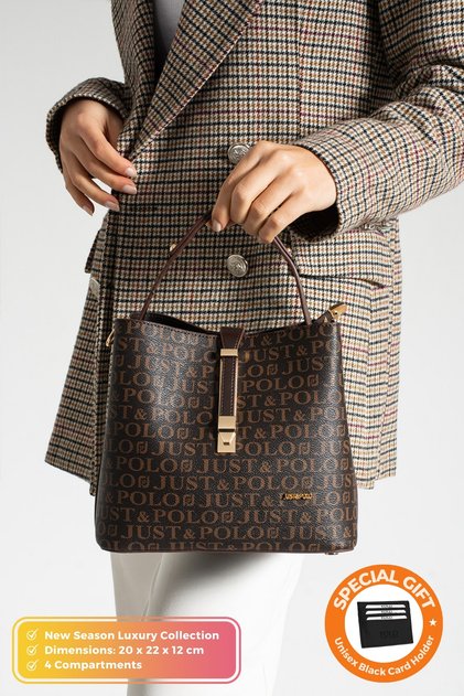 Original Women's 4 Compartment Luxury Soft Leather Stylish Hand and Shoulder Bag with Adjustable Cross Column Strap