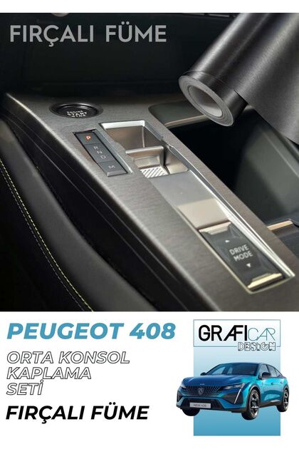 Peugeot 408 Uyumlu Orta Konsol Folyo Kaplama Set / Fırçalı Füme