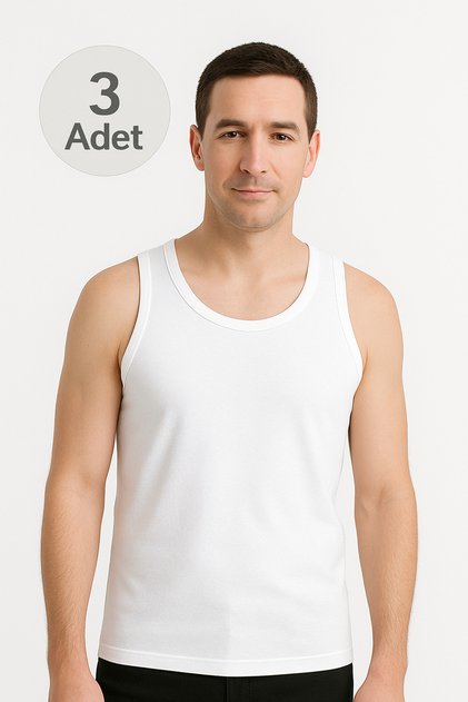 White Strap Men's Undershirt Advantageous Package 3 Pieces 100% Cotton