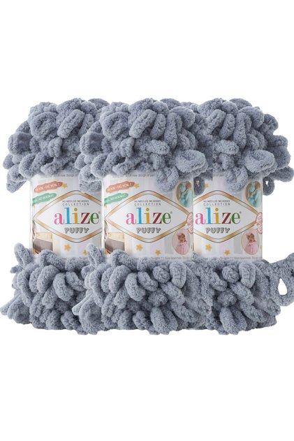 Puffy 3 Pack Hand Knitting Yarn - No Needles - 100g X 3 Pieces - Color No: 428 - Medium Gray