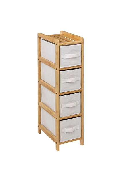 Dulap 5Five Tidy Box cu 5 rafturi, carton presat și bambus, 33x19x78 cm, bej