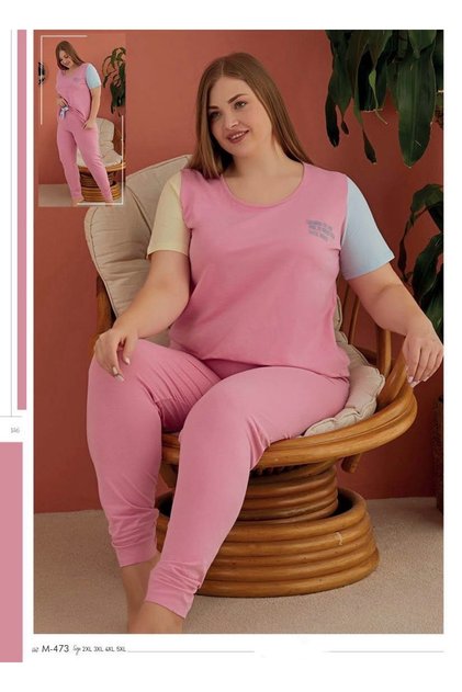 Set de pijamale din bumbac material elastic mărimi mari
