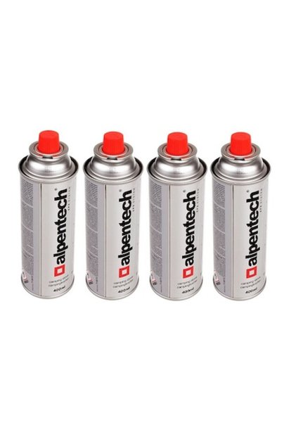 Set 4 rezerve de gaz 380ml ALPENTECH compatibile cu aragaze de camping și arzătoare portabile