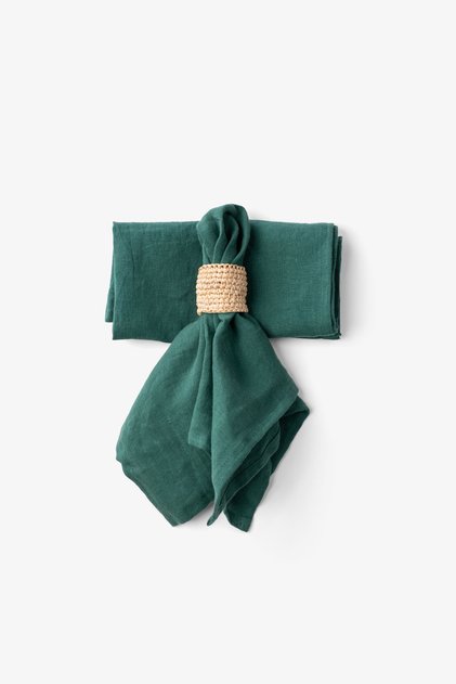 Lona 2-Piece Linen Fabric Serving Presentation Napkin 45X45 Dark Green