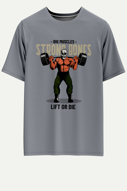Gym Fitness Printed T-Shirt Oversize Black Men's T-Shirt (Bol Cut)
