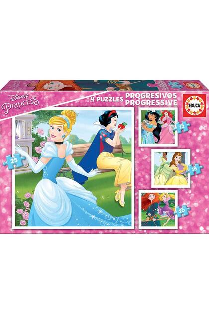 4 Puzzle-uri progresive Prințesele Disney 12+16+20+25