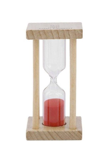 Wooden Hourglass Sand Clock Timer Beige/Red 85x42x42mm