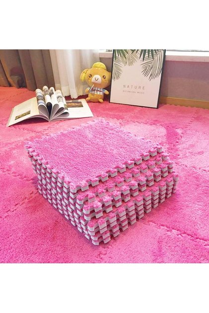 12PCS Plush Foam Floor Mat for Baby Kids Thickened Interlocking Play Mat Carpet Tiles with Padding