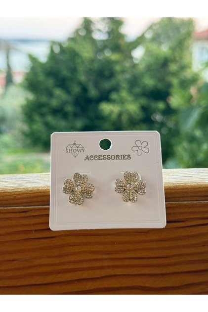 Kadın Flora Taşlı Çiçek Küpe