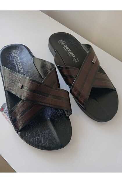 Cross Band Faux Leather Men's Slippers