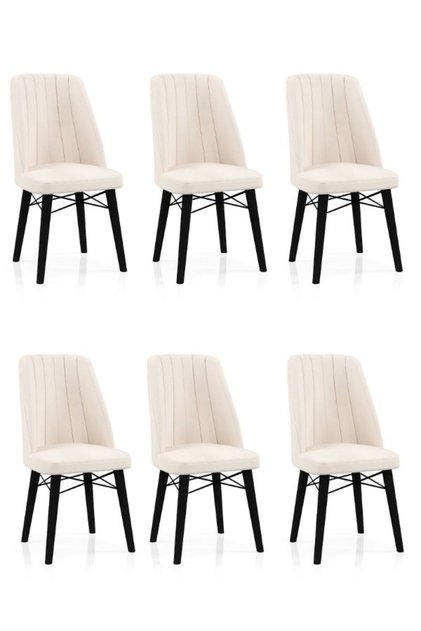 Set Scaune Babyface Berlin, 6 buc Package, dining, bucatarie, picioare lemn Negru