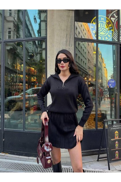 Women's Double Breasted Collar Mini Skirt Suit