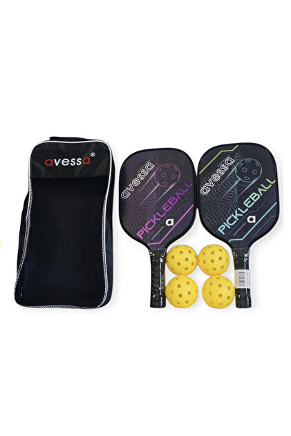 Pkl-150 Ahşap Pickle Paddle 2 Raket 4 Top Çantalı Set - Dayanıklı Ahşap Yüzey - Kaymaz Yüzey