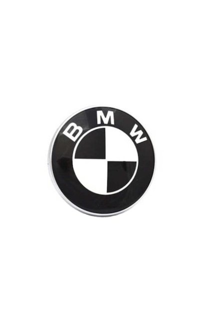 Комплект от две емблеми на BMW, закрепване за капак/багажник, 82 мм и 74 мм, черно-бели