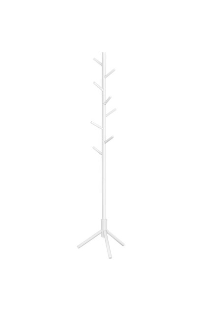 Suport de haine din lemn masiv, cu 8 cârlige, 175 cm, alb