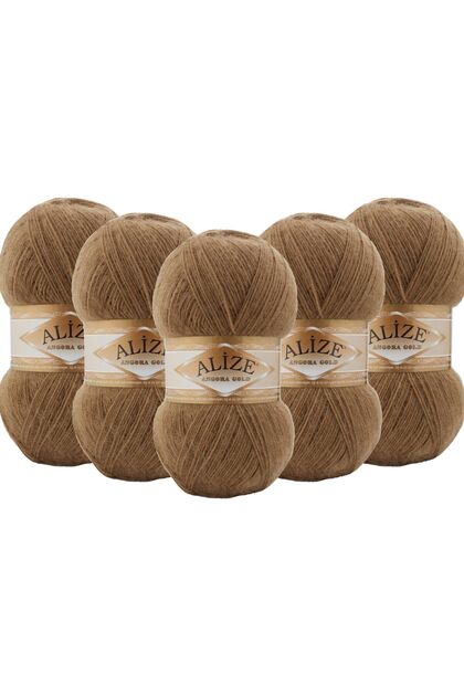 Angora Gold 5 Pack Hand Knitting Yarn 100g X 5 Pieces - Color Code: 466 - Dark Beige