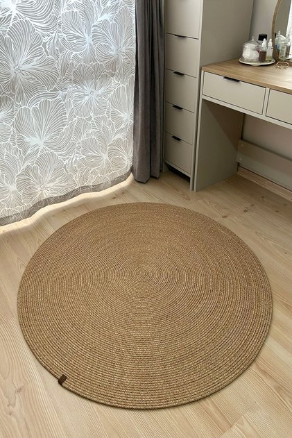 Jüt Halı Yuvarlak Hasır Halı Kilim Yolluk