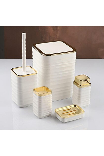 440-4-B Luna 5-Piece Bathroom Set Gold White