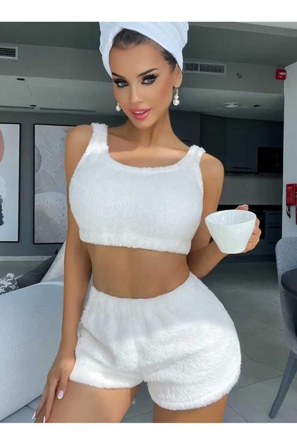 Women's Plush Tank Top and Shorts Set