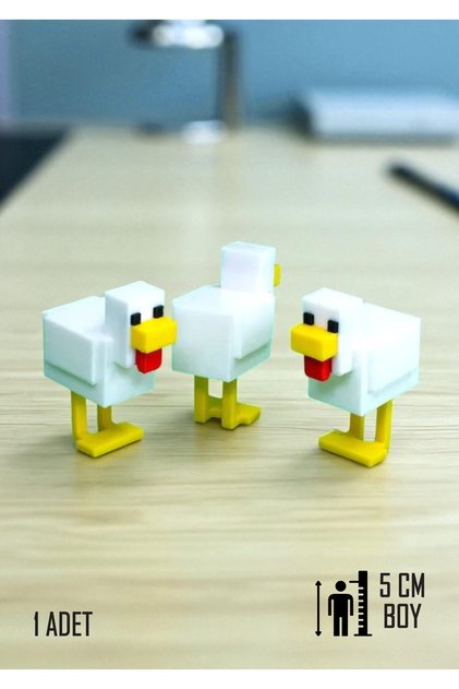 Blok Macerası Şirin Tavuk – Minecraft Chicken 5cm Küp Karakte