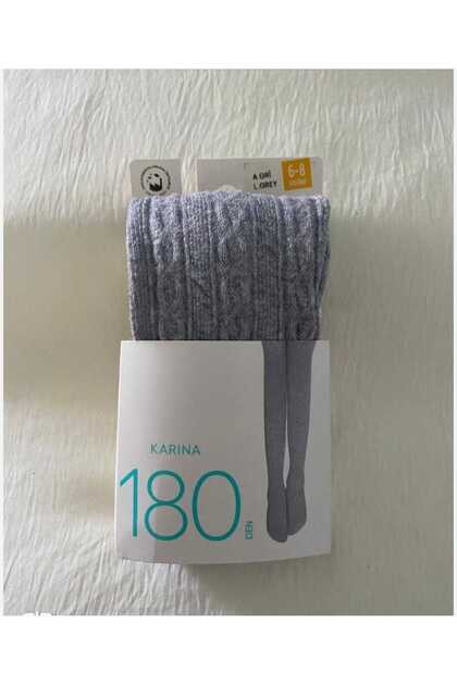 Gray Color Knitwear Toe Durable Patterned Children's Pantyhose - (Thick Wife Pantyhose)