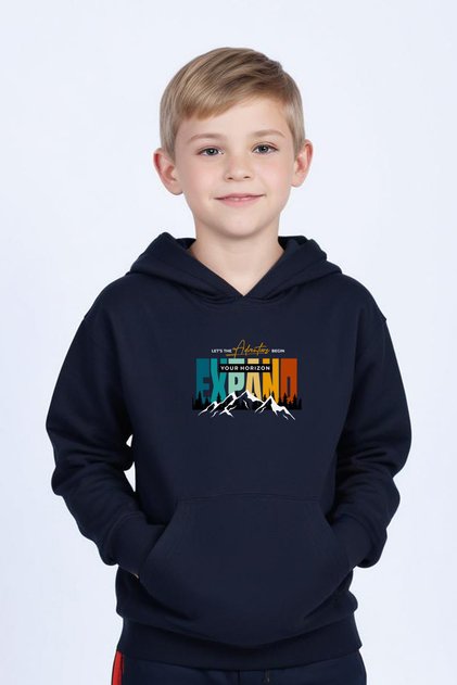 Boy's Tracksuit with Kangaroo Pocket Hoodie Expand Printed