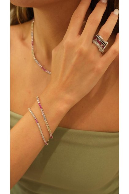Colorful Zircon Stone Casting 4mm Waterway Bracelet