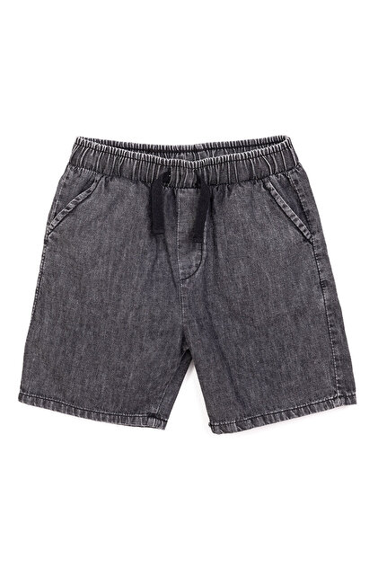 HelloBaby Erkek Bebek Basic Şort Denim Reçme Paça Siyah