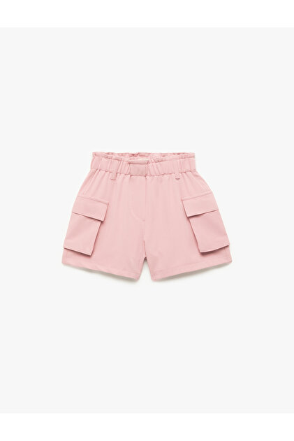 Viskon Karışımlı Beli Lastikli Kargo Cepli Şort