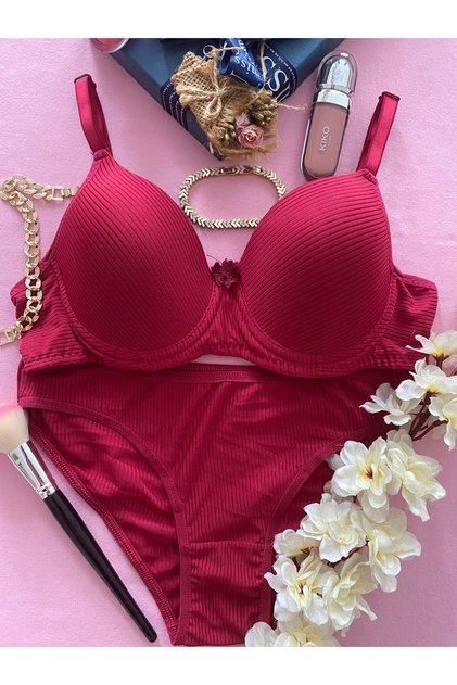 Silicone Jacquard Micro Waterway Underwire (Wire) Unpadded Bra Panty Set Ebrt1113