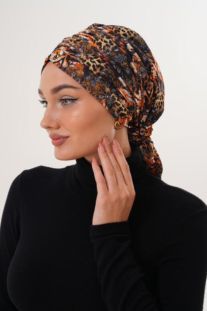 Patterned Buckle Bonnet Hijab Bonnet Daily Use Bonnet Shawl Scarf