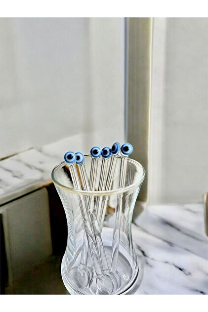 Glass Set of 6 Teaspoon with Evil Eye Beads