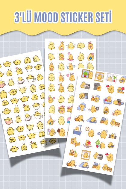 Mood Temalı Sticker Seti 3'lü 10x20 cm Bullet Journal ve Ajanda İçin