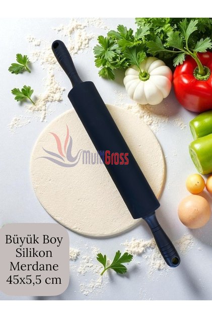 Plastik Saplı Silikon Gövdeli Merdane-Büyük Boy (45 X 5,5 X 25 CM) Siyah