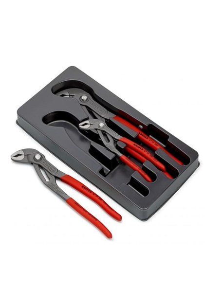 Комплект от 3 клещи за монтажници, KNIPEX, Cobra, хром-ванадиев, червен