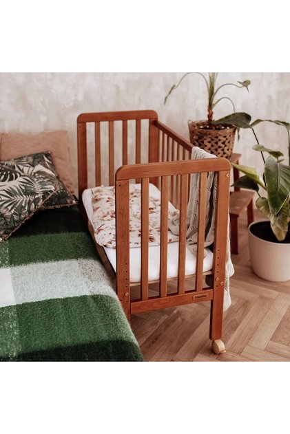 Patut bebe lemn masiv, patut lateral cu inaltime reglabila a saltelei, bedside Vintage, 90 x 40 cm