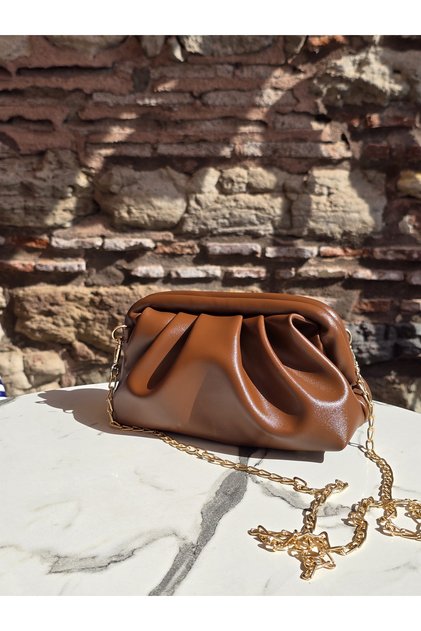 Women's Pleated Burs Closure Chain Strap Shoulder Bag