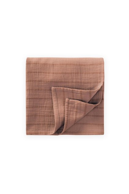 Organic Muslin Natural Blanket 90X100Cm Brown Double Striped