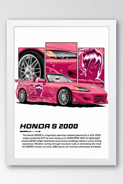 Saturn S 2000 Çerçeveli Tablo - Honda Car Poster - Fiyatı, Yorumları