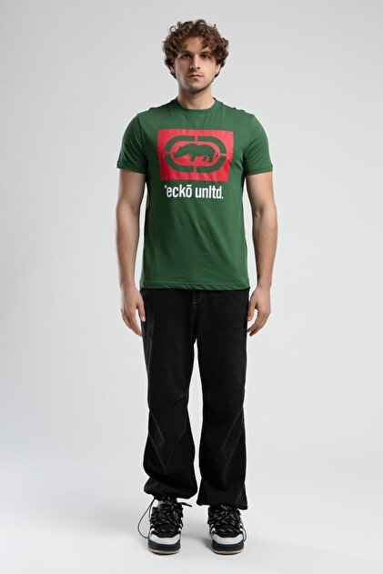 Eckō Unltd. HARRIS Yeşil Bisiklet Yaka Baskılı Standard Fit Erkek