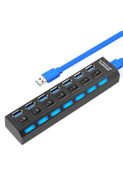 Hub USB cu 7 porturi ® HUBA55, 1 x USB 3.0, 6 x USB 2.0, indicator LED de alimentare, comutator independent,