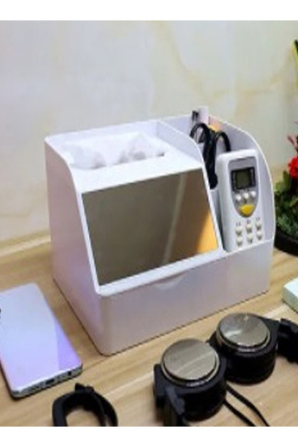 Wireless Charging Mobile Holder with Tissue Storage Box White